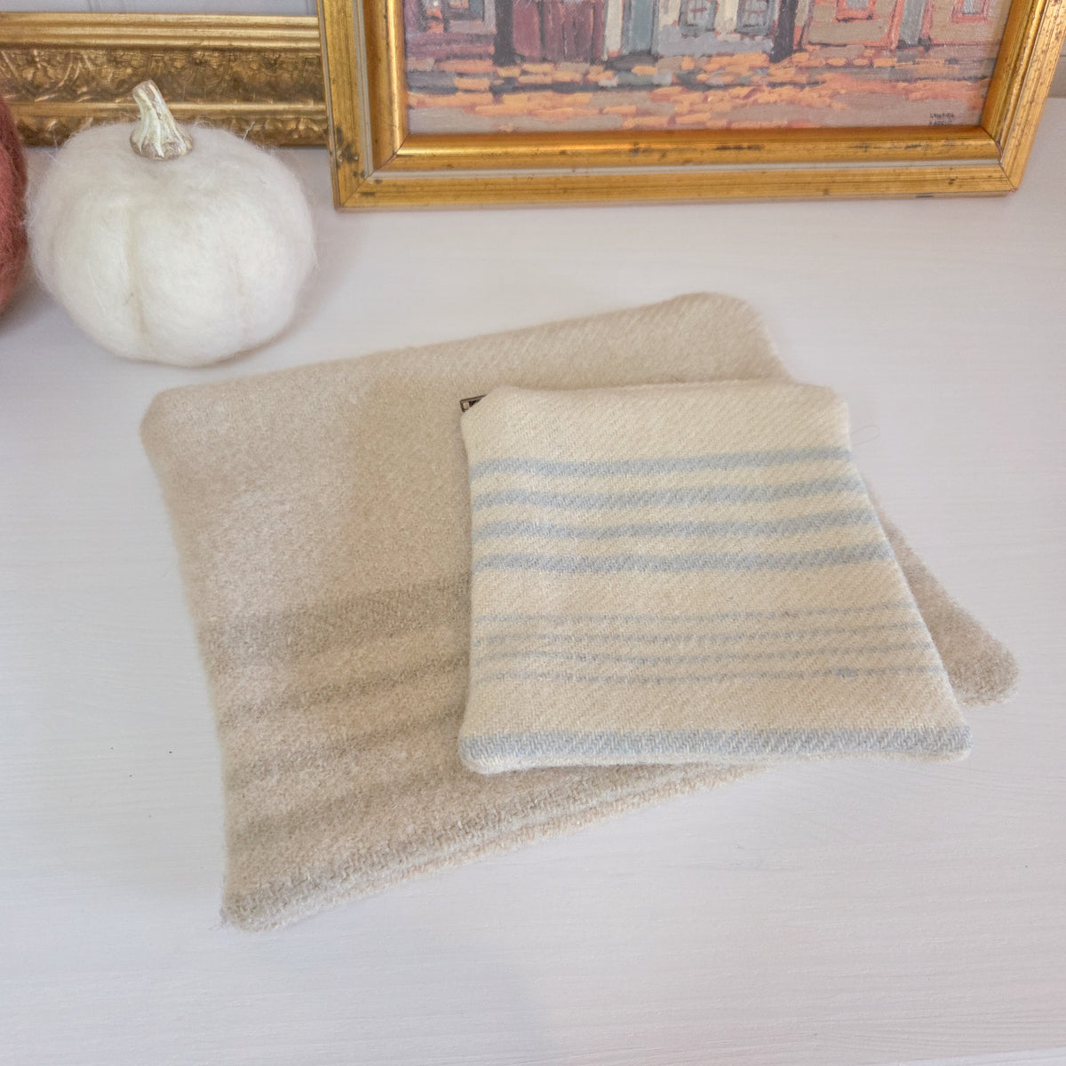 Pilo Small Wool Pouch - Soft Blue Stripe