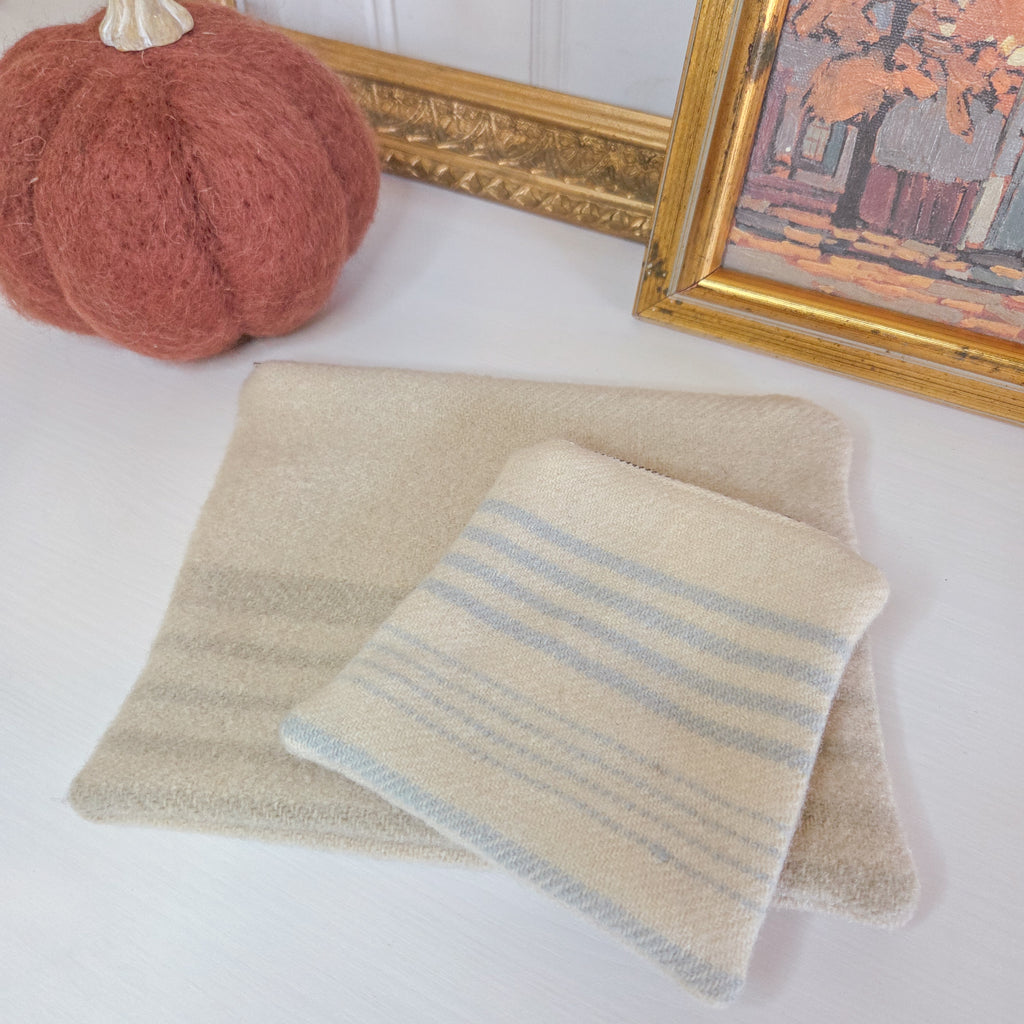 Pilo Small Wool Pouch - Soft Blue Stripe