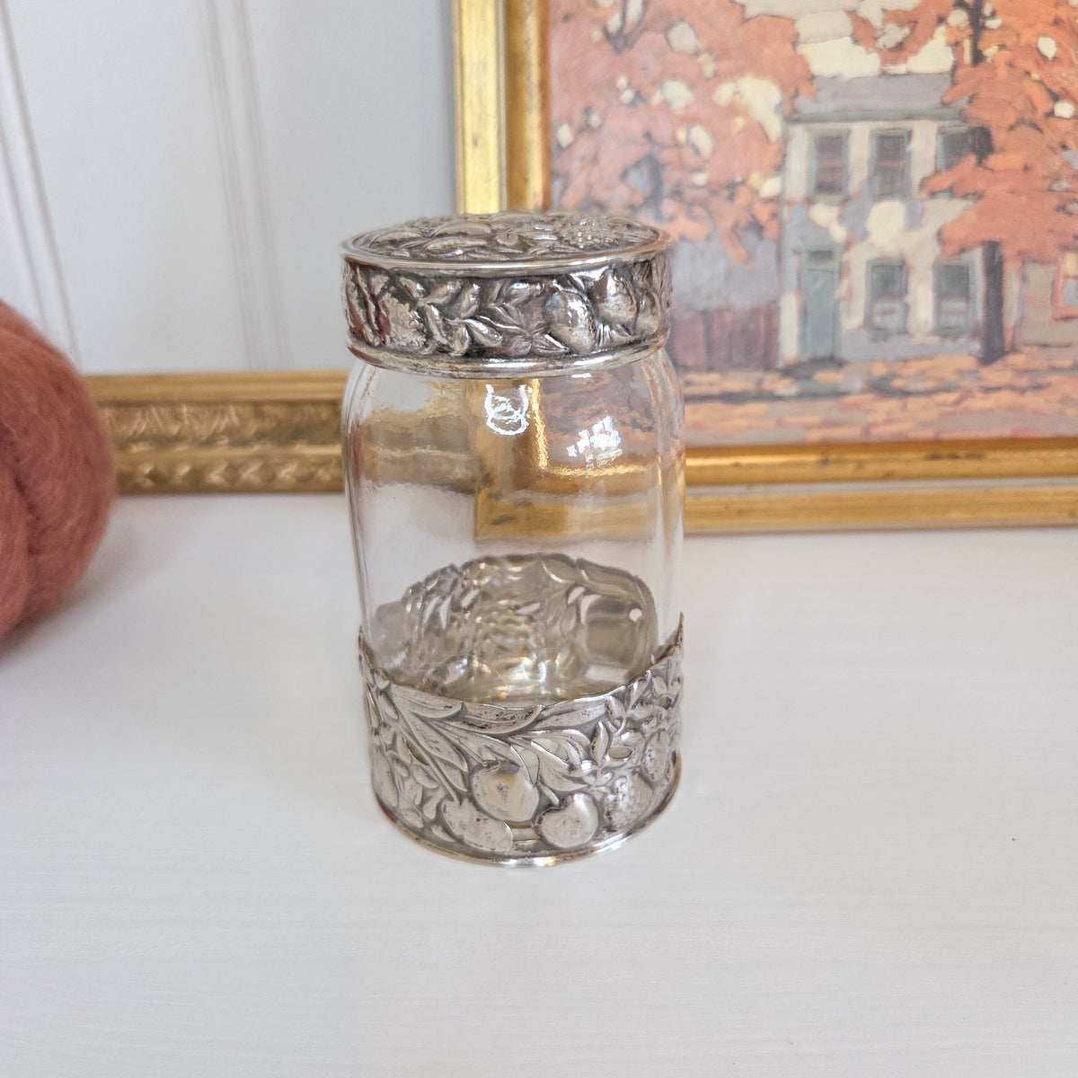Vintage Sliver-plated Embossed Fruit Jar
