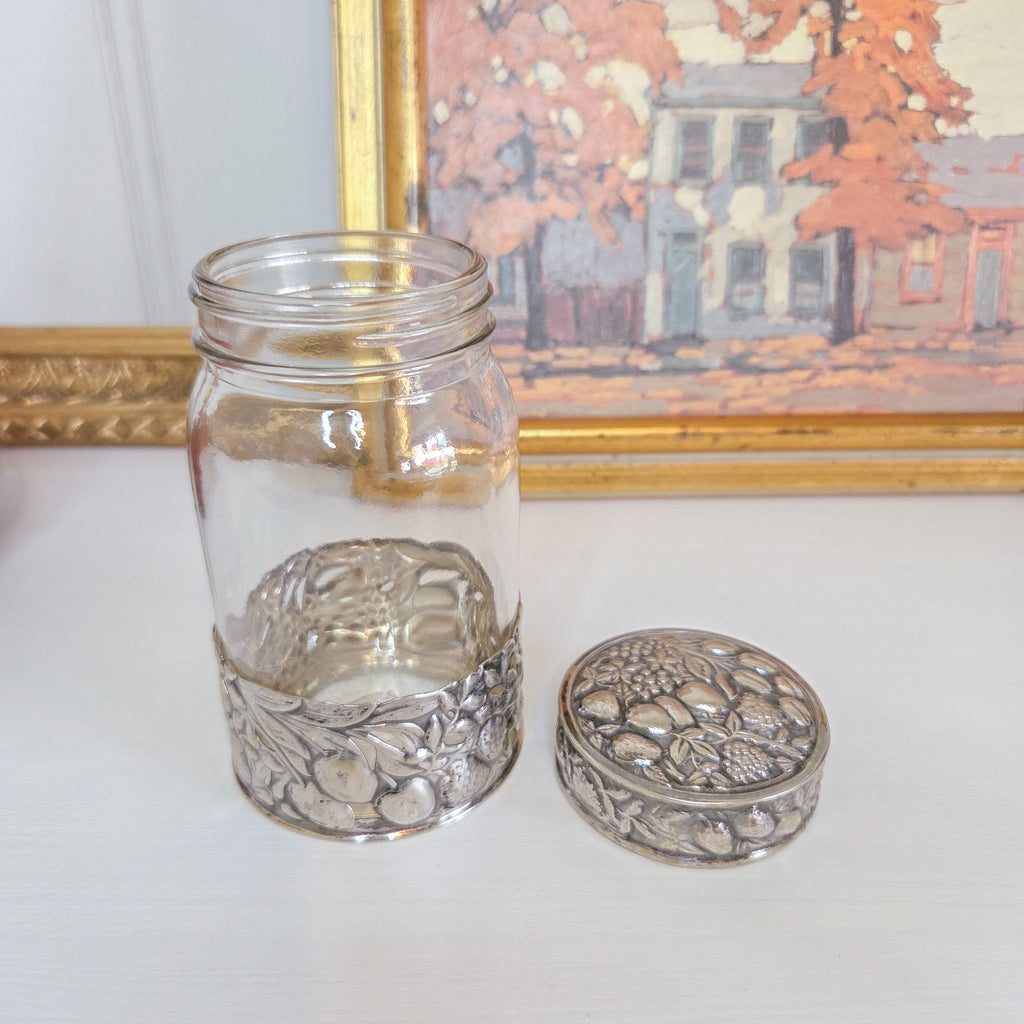 Vintage Sliver-plated Embossed Fruit Jar