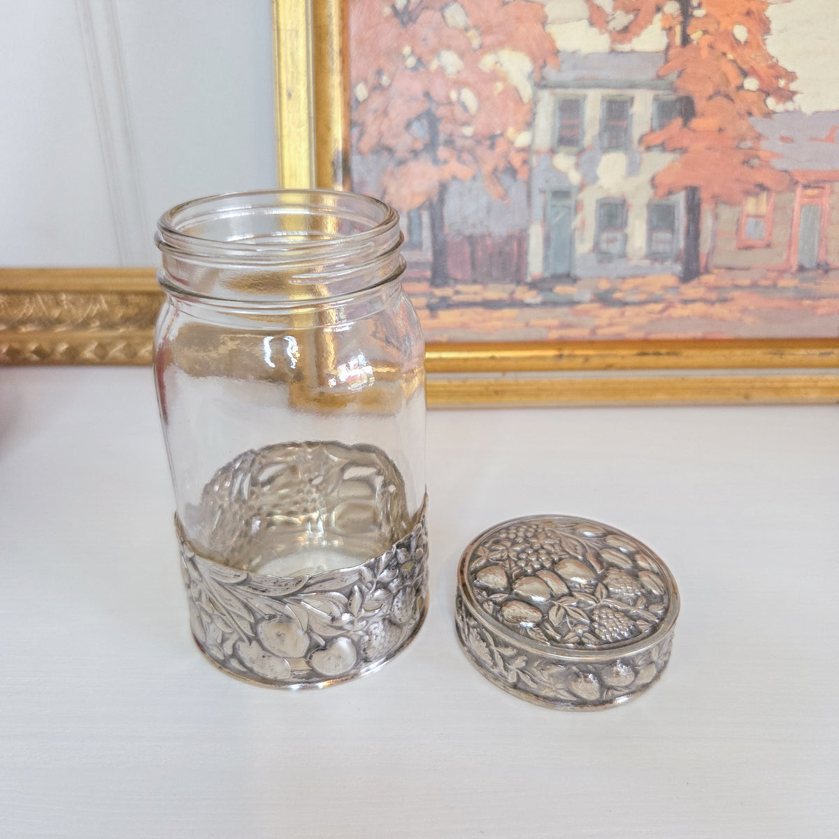 Vintage Sliver-plated Embossed Fruit Jar