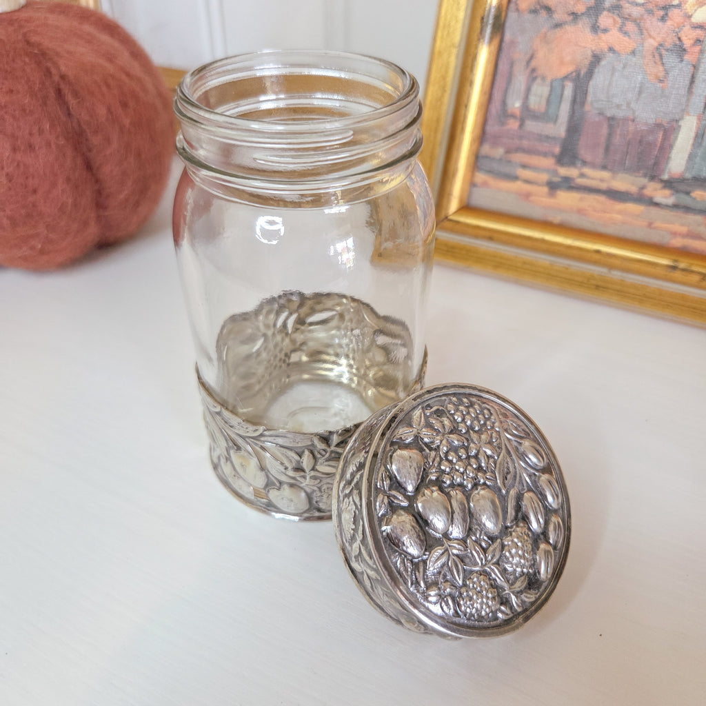Vintage Sliver-plated Embossed Fruit Jar