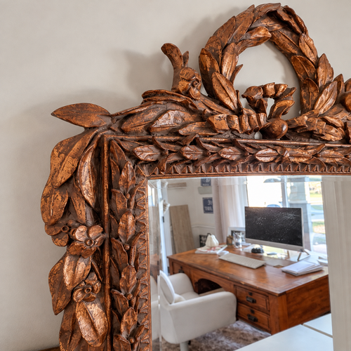 French Provincial-Style Ornate Carved Vintage Mirror